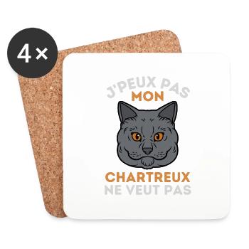 Chartreux - Dessous de verre (lot de 4) - blanc - Devant