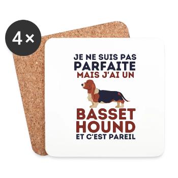 je ne suis pas parfaite mais jai un basset hound 2 - Dessous de verre (lot de 4) - blanc - Devant