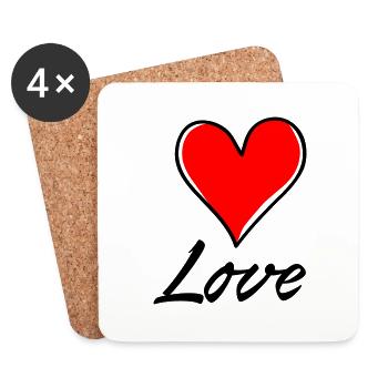 Heart Love - Coasters (set of 4) - white - Front