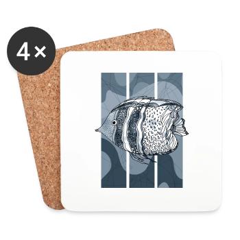 Poisson - Dessous de verre (lot de 4) - blanc - Devant