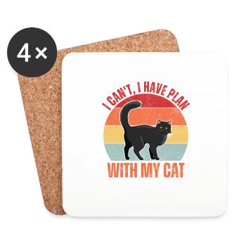 I cant I have A Plan With My Cat - Coasters (set of 4) - white - Front