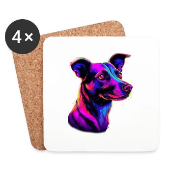 Jack Russell Synthwave Cadeau - Dessous de verre (lot de 4) - blanc - Devant