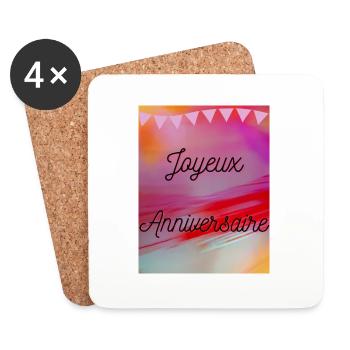 HAPPY BIRTHDAY,HAPPY BIRTHDAY,BIRTHDAY,BIRTHDAY - Coasters (set of 4) - white - Front