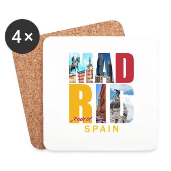 Madrid Spain - Dessous de verre (lot de 4) - blanc - Devant