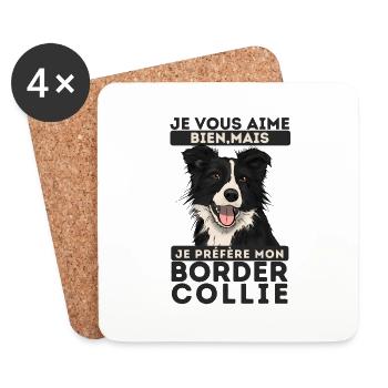 je préfère mon Border collie 1 - Dessous de verre (lot de 4) - blanc - Devant