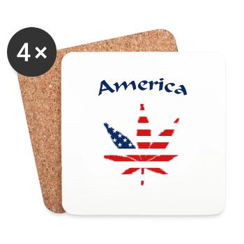America Weed Ganja USA - Untersetzer (4er-Set) - Weiß - Vorne