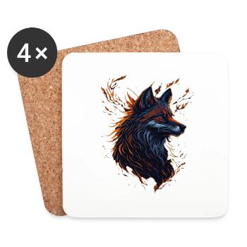 wolf artwork - Dessous de verre (lot de 4) - blanc - Devant