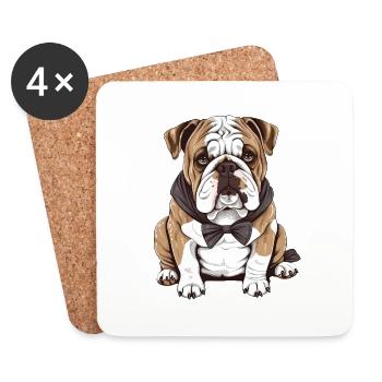 Französische Bulldogge - Untersetzer (4er-Set) - Weiß - Vorne