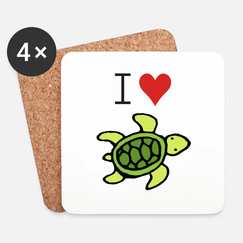 Schildkröte I love Schildkröte - Untersetzer (4er-Set) - Weiß