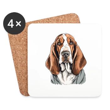Basset Hound - Untersetzer (4er-Set) - Weiß - Vorne
