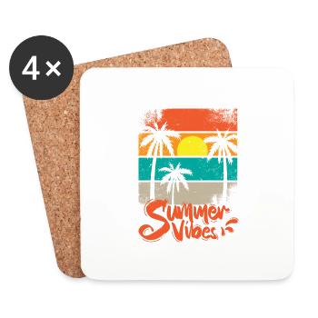 Summer vibes sunset retro - Coasters (set of 4) - white - Front