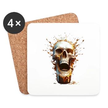 Skull Beer Explosion - Coasters (set of 4) - white - Front
