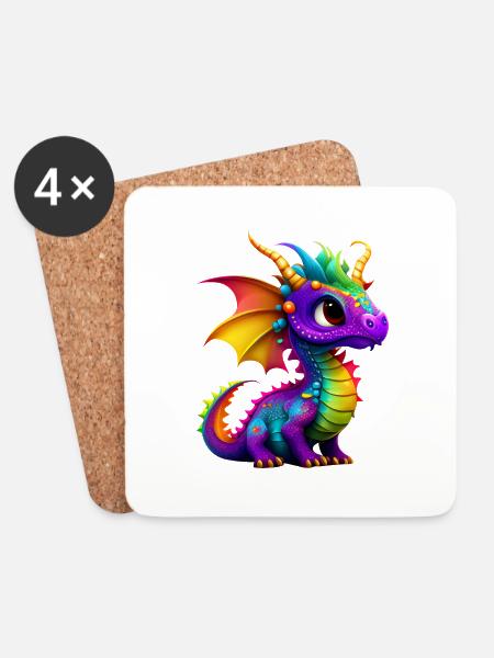 Süßer kleiner Drache - Untersetzer (4er-Set) - Weiß