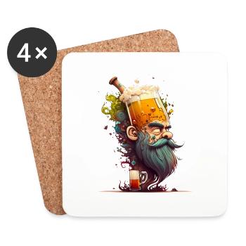 Motif de bière artisanale créative cool - Dessous de verre (lot de 4) - blanc - Devant