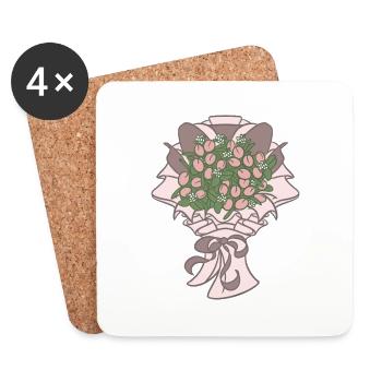 Schöner Blumenstrauß - Untersetzer (4er-Set) - Weiß - Vorne
