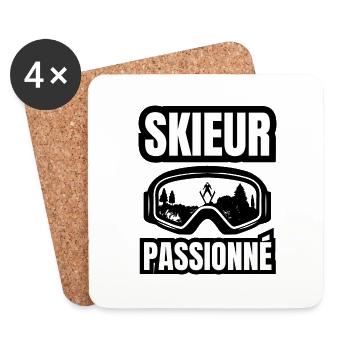 skieur passionné - Dessous de verre (lot de 4) - blanc - Devant
