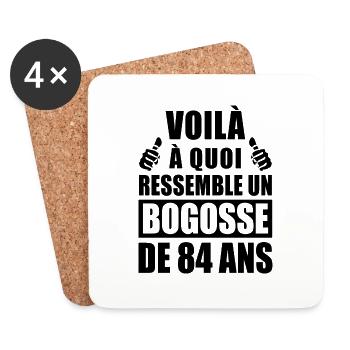 bogosse de 84 ans / humour anniversaire 84 ans - Dessous de verre (lot de 4) - blanc - Devant
