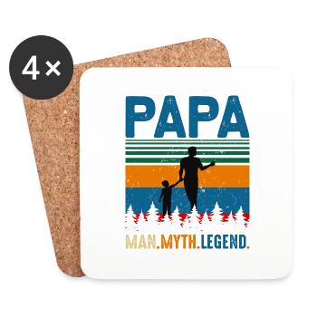 PAPA Man. Myth. Legend Design - Untersetzer (4er-Set) - Weiß - Vorne