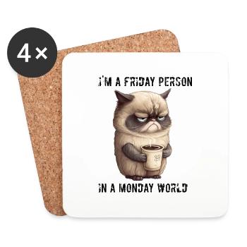 Friday Person in a Monday World - Untersetzer (4er-Set) - Weiß - Vorne