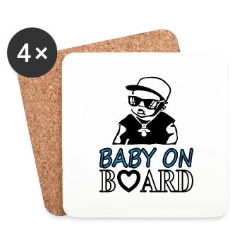 Bébé à bord Baby bump Baby-sitter Cadeau enfant - Dessous de verre (lot de 4) - blanc - Devant