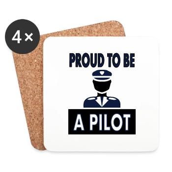Ich bin Pilot Fluzeug fliegen Flug Geschenk - Untersetzer (4er-Set) - Weiß - Vorne
