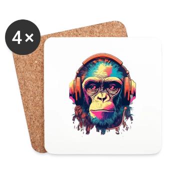 Monkey Beats - Untersetzer (4er-Set) - Weiß - Vorne