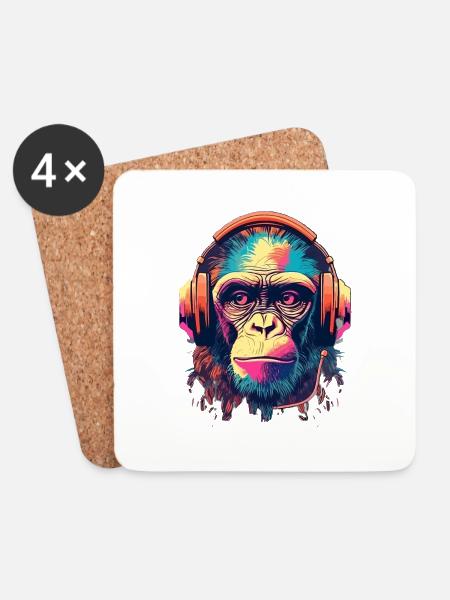 Monkey Beats - Untersetzer (4er-Set) - Weiß