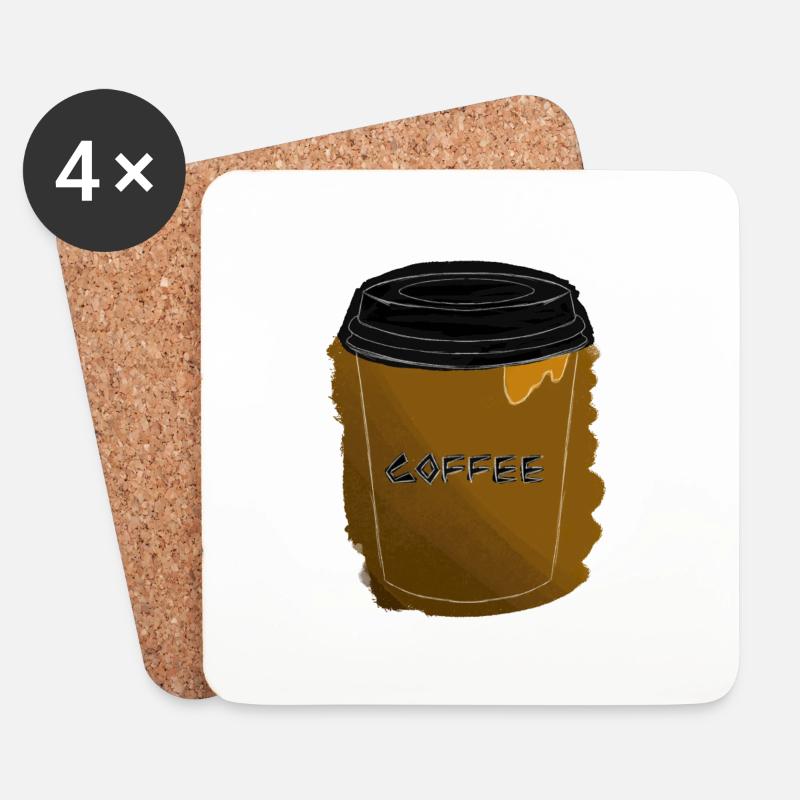 coffee becher mit outlines - Untersetzer (4er-Set) - Weiß