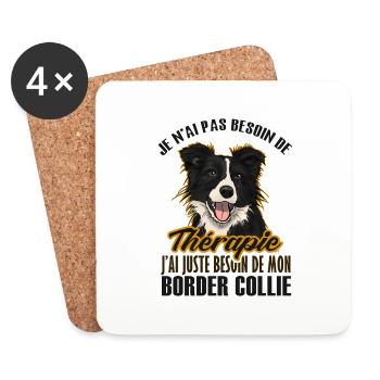 Pas besoin de thérapie juste mon border collie 2 - Dessous de verre (lot de 4) - blanc - Devant