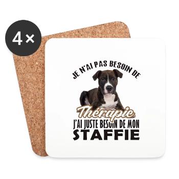 Pas besoin de thérapie juste mon staffie 2 - Dessous de verre (lot de 4) - blanc - Devant