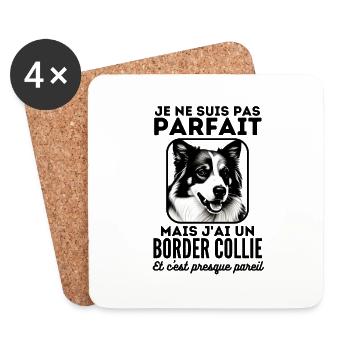 Pas parfait mais j ai un border collie 2 - Dessous de verre (lot de 4) - blanc - Devant