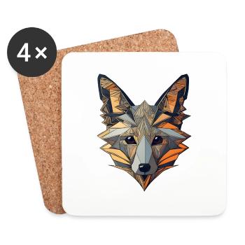 Abstract Art Fox - Coasters (set of 4) - white - Front