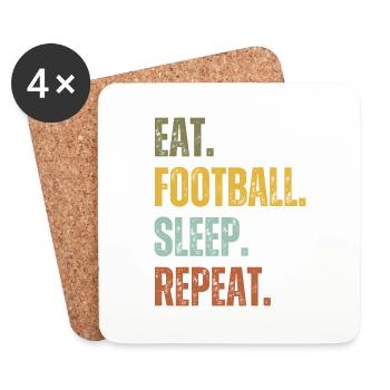 EAT FOOTBALL SLEEP REPEAT - Coasters (set of 4) - white - Front