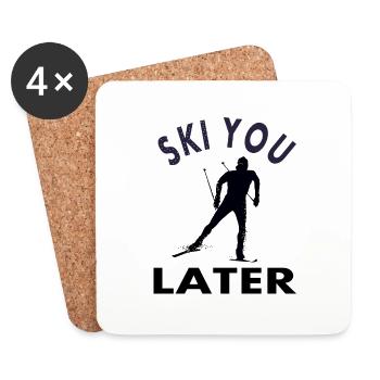 Skiing Ski Resort Ski Jumping Ski Goggles Gift - Coasters (set of 4) - white - Front