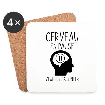 Cerveau en pause veuillez patienter 2 - Dessous de verre (lot de 4) - blanc - Devant