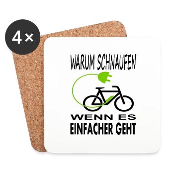 E-Bike fahren E bike-Fahrer Radfahren Geschenkidee - Untersetzer (4er-Set) - Weiß - Vorne