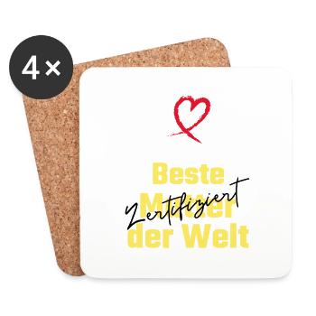 Beste Mutter der Welt. Zertifiziert-Muttertag - Untersetzer (4er-Set) - Weiß - Vorne