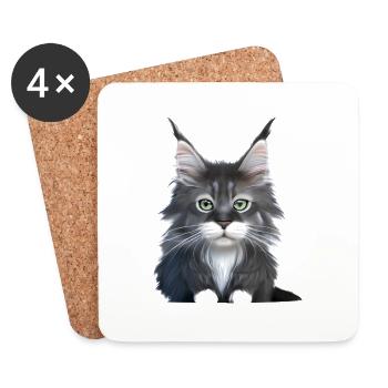 Katzenbesitzer Maine Coon Katze Kätzchen Kater - Untersetzer (4er-Set) - Weiß - Vorne