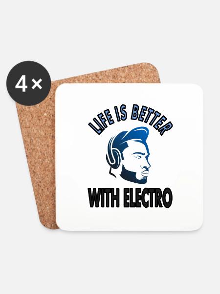 Electro-music Musiker Kopfhörer Musik Geschenkidee - Untersetzer (4er-Set) - Weiß