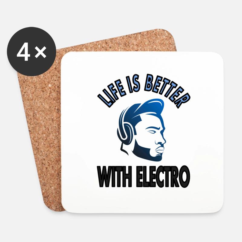 Electro-music Musiker Kopfhörer Musik Geschenkidee - Untersetzer (4er-Set) - Weiß