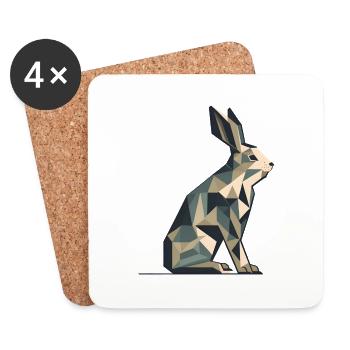 Lapin Origami - Dessous de verre (lot de 4) - blanc - Devant