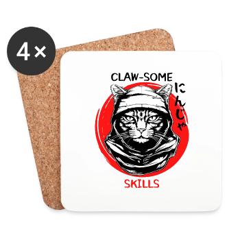 Ninja Cat - Untersetzer (4er-Set) - Weiß - Vorne