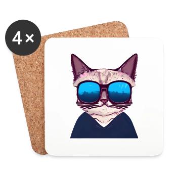 Chat Propriétaire Chat Domestique Chaton - Dessous de verre (lot de 4) - blanc - Devant