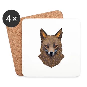Geometric Fox Head - Coasters (set of 4) - white - Front