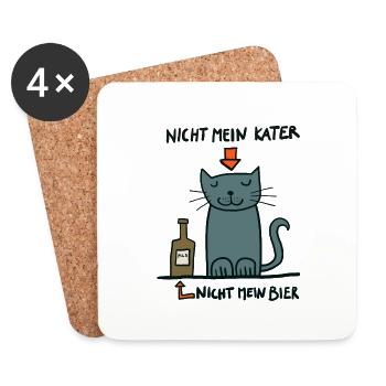 nicht mein Kater - nicht mein Bier - Untersetzer (4er-Set) - Weiß - Vorne