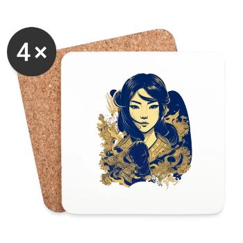 Vietnamese heroine in manga style - Coasters (set of 4) - white - Front