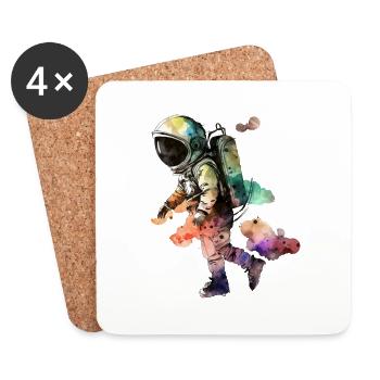Aquarelles d’astronautes - Dessous de verre (lot de 4) - blanc - Devant