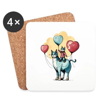 Cat father and son - Coasters (set of 4) - white - Front