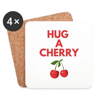 HUG A CHERRY - Coasters (set of 4) - white - Front