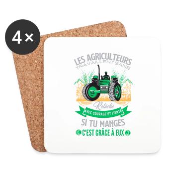 Agriculture agriculteur - Dessous de verre (lot de 4) - blanc - Devant